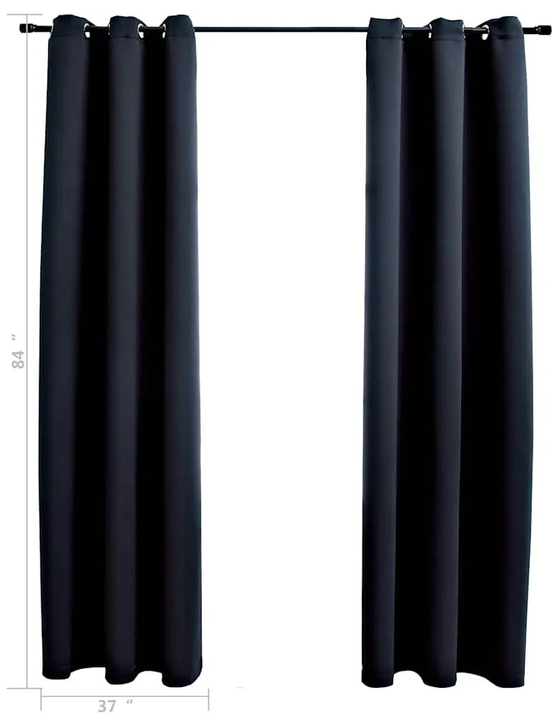 2 db fekete szövet sötétítő függöny gyűrűkkel 97 x 213 cm