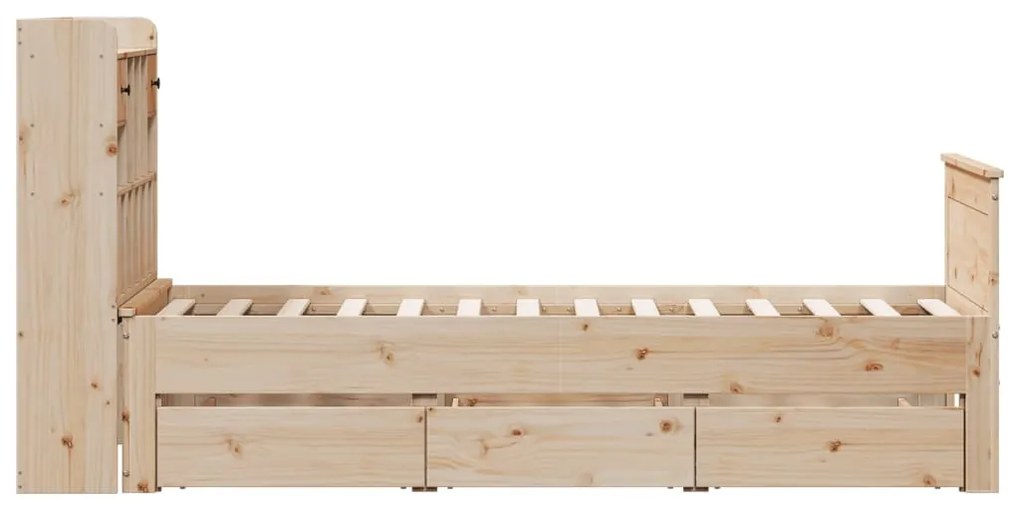 tömör fenyőfa könyvespolcos ágy matrac nélkül 75 x 190 cm