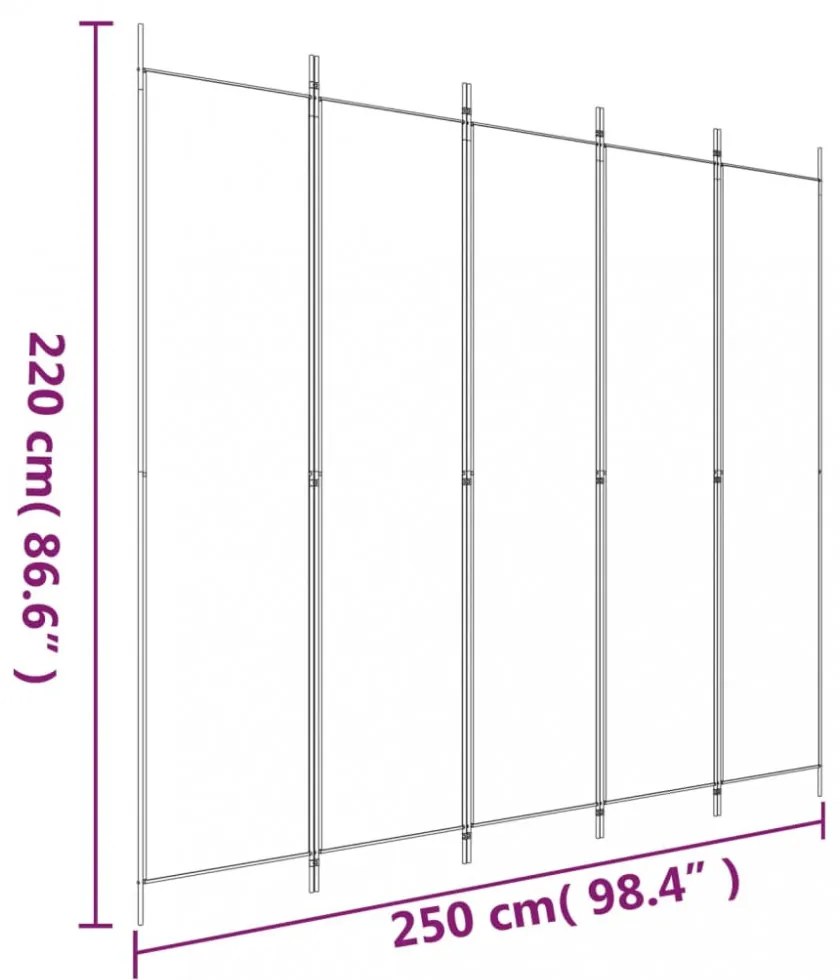 5 paneles antracitszürke szövet térelválasztó 250 x 220 cm