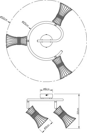 Globo 54814-3 Spot metál fekete-arany színben. Ø250, H:220, exkl. 3xE14 40W 230V