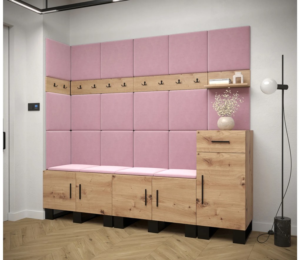 Előszobabútor Amanda 9 (artisan tölgy + rózsaszín). 1085930