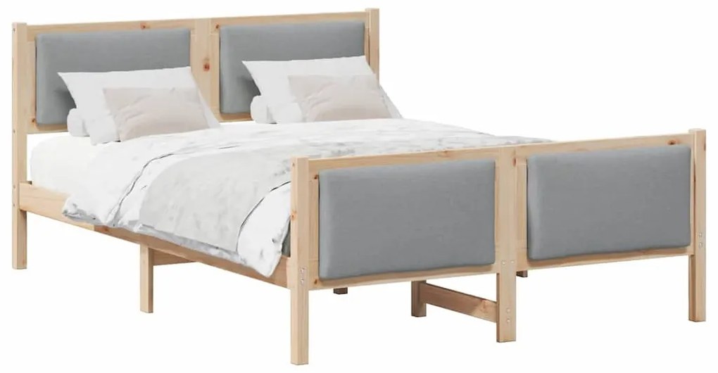 Ágykeret fejtámlával Világosszürke 150 x 200 cm szövet