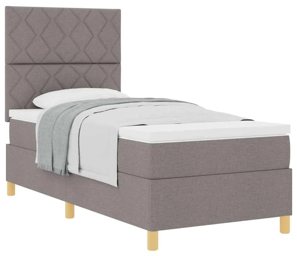 Boxrugós ágy fejtámlával Tópszínű 100 x 200 cm szövet