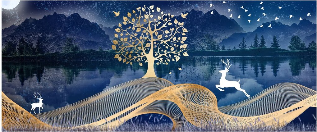 Szarvas képe teliholdkor (120x50 cm)