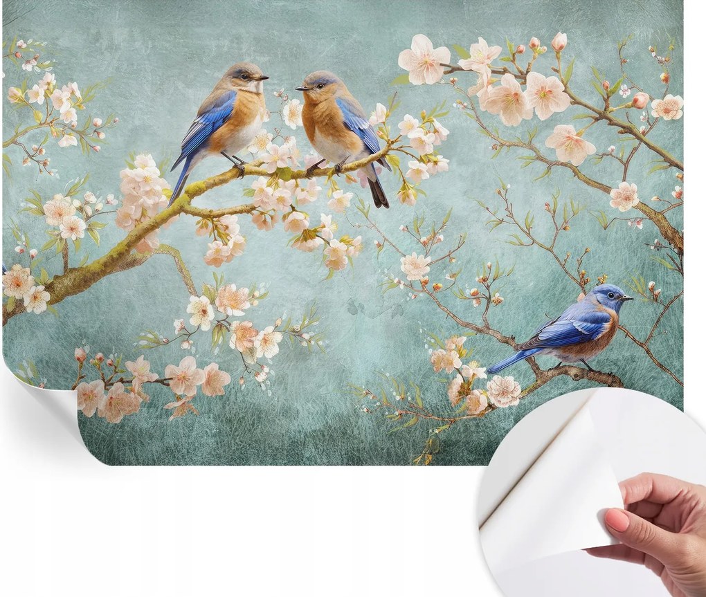 Dekoratív Öntapadós Tapéta Divatos Minták Tavaszi madarak 152x104 cm