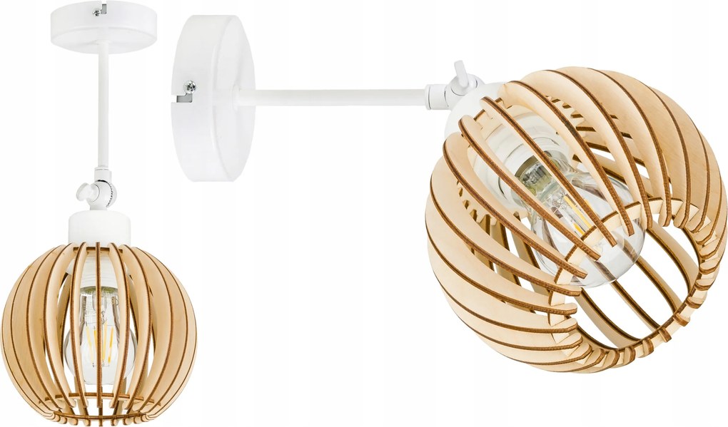 Fali lámpa E27 fali mozgatható loft gömb fa