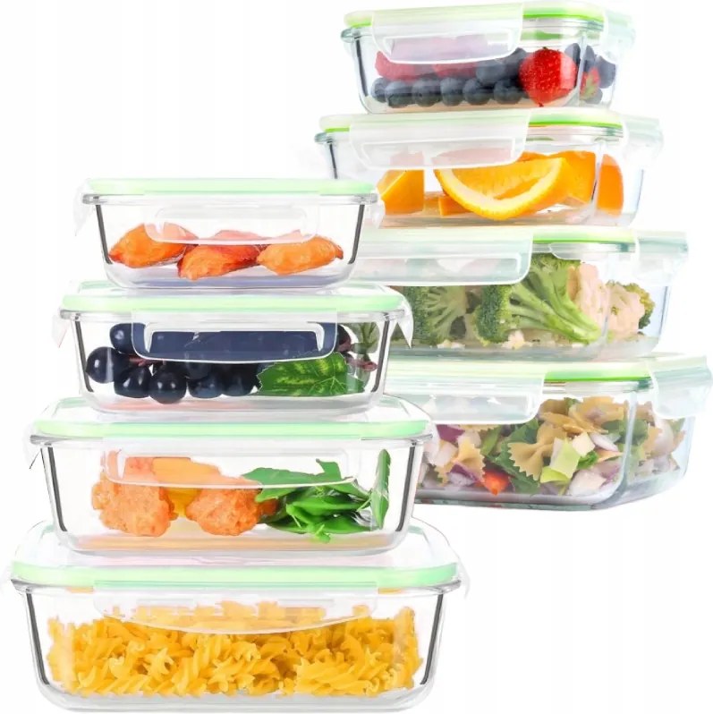 Ételtároló Dobozok Üveg Szett Légmentesen Záródó Uzsonnás Doboz 8db-os Corio