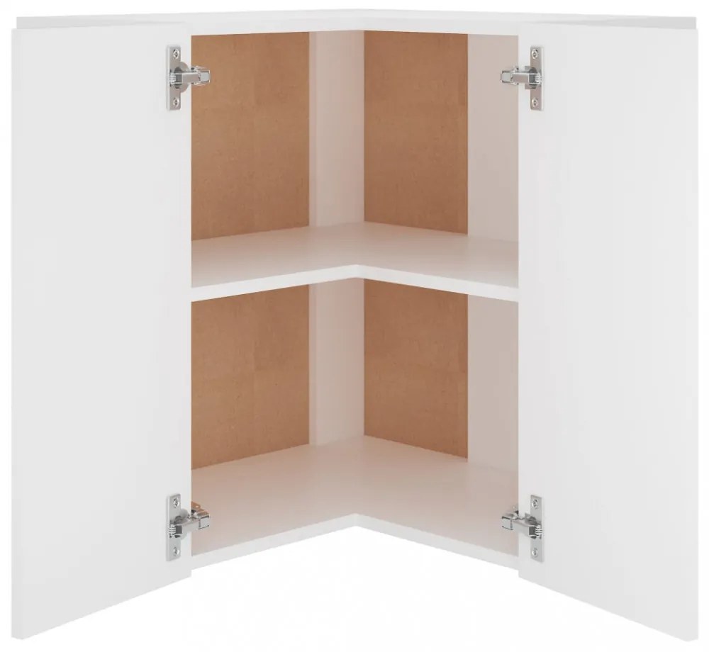 “Lyon” fehér szerelt fa függő sarokszekrény 57 x 57 x 60 cm