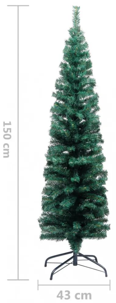 zöld PVC vékony műkarácsonyfa állvánnyal 150 cm