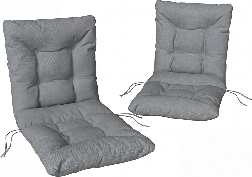 Outsunny 2 db ülőpárna 120 x 50 x 8 cm — megkötőkkel, beltéri/kültéri, világosszürke | Aosom