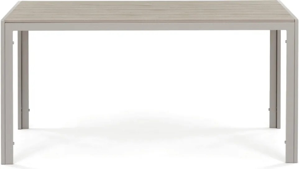Kerti asztal 150x89 cm, fém, polywood, bézs, CRM