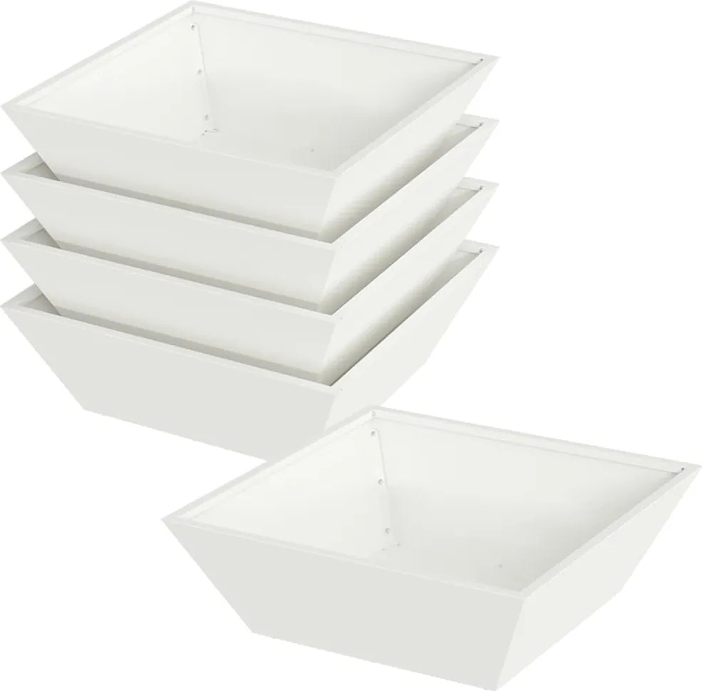 vidaXL Kerti cserép 5 pcs Fehér 50 x 50 x 15 cm Hidegen hengerelt acél