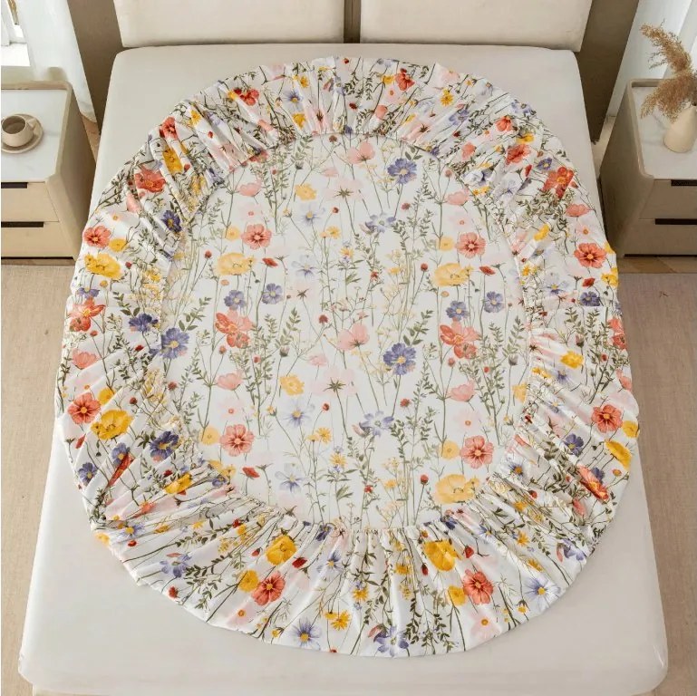 Mikroszálas gumis lepedő WILDFLOWERS színes 180x200 cm