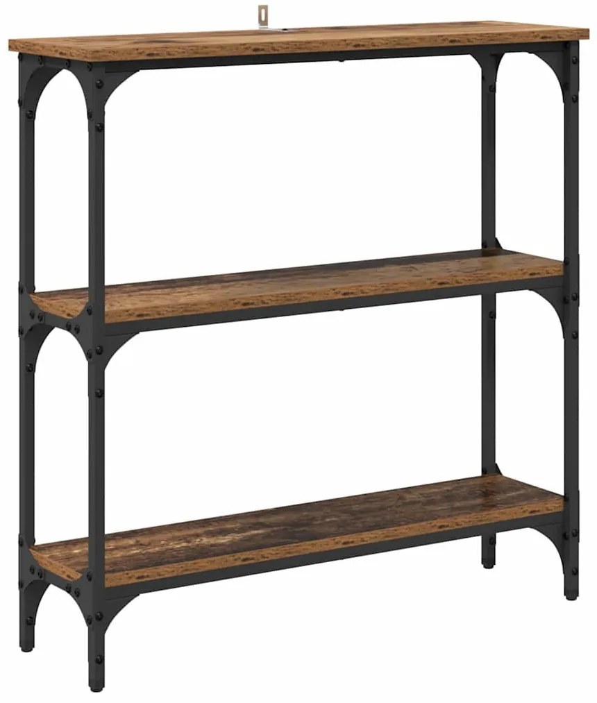 Konzolasztal Régi fa 75 x 22.5 x 75 cm Műgyanta fa és Fém