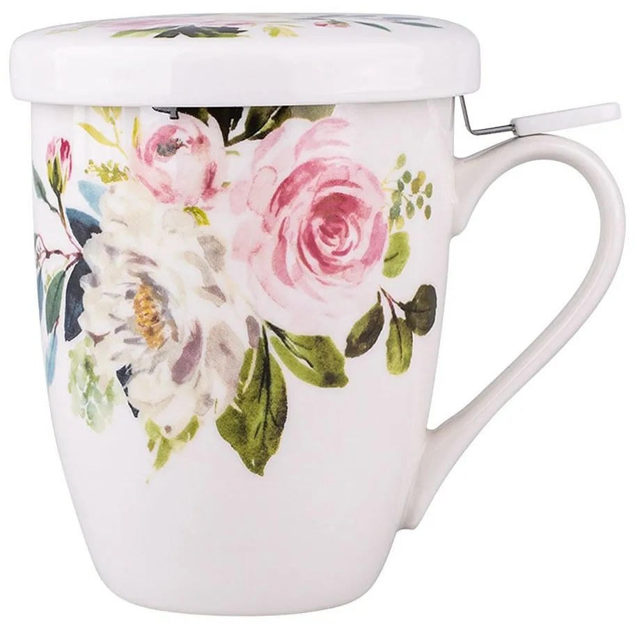 Altom Amelia porcelán bögre szűrővel 300 ml, fehér