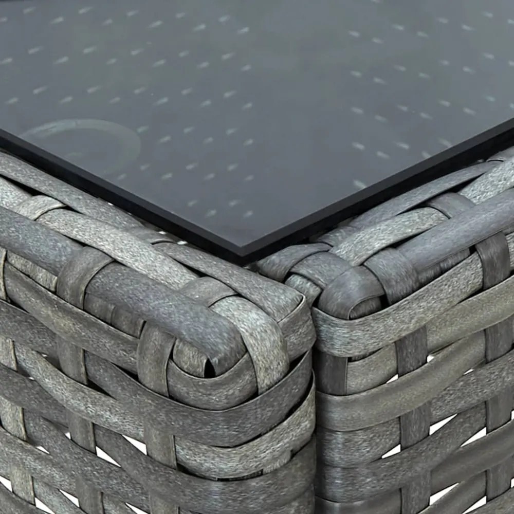 szürke polyrattan kerti asztal 40 x 40 x 45 cm