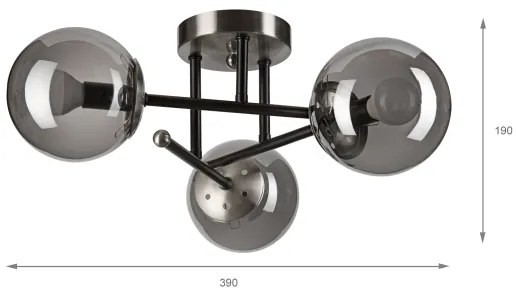 Brilagi - Felületre szerelt csillár MALIVA 3xE14/15W/230V matt króm/füstszínű