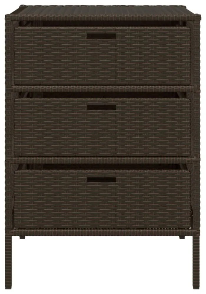 barna polyrattan kerti tárolószekrény 55 x 59 x 80 cm