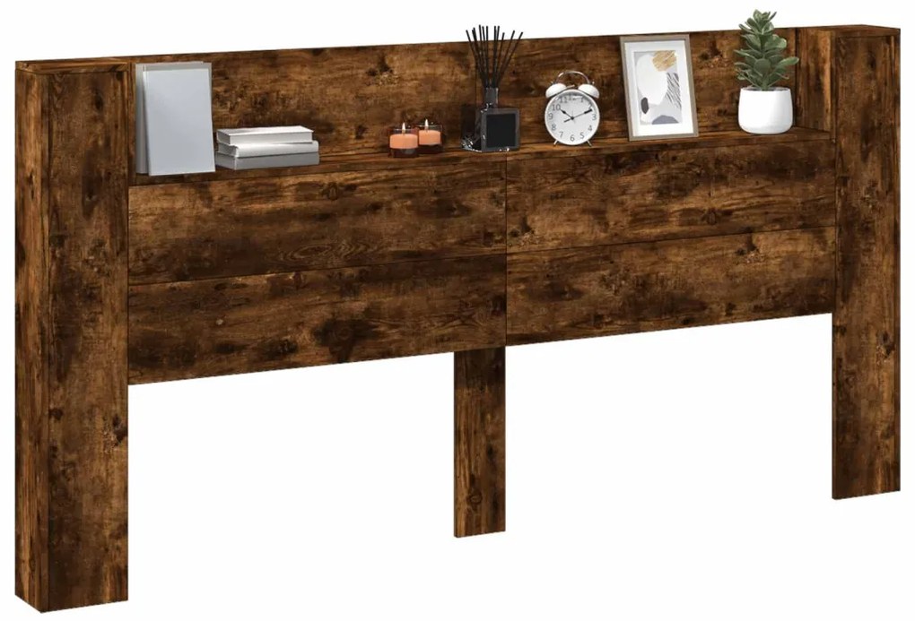 Fejtámla polcokkal Füstölt tölgy 200 x 16,5 x 103,5 cm Faanyag