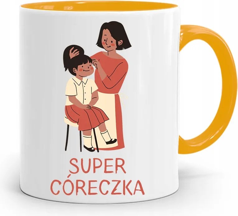 Sárga Bögre Ajándék Lányának Szuper Lánya fényképes nyomattal