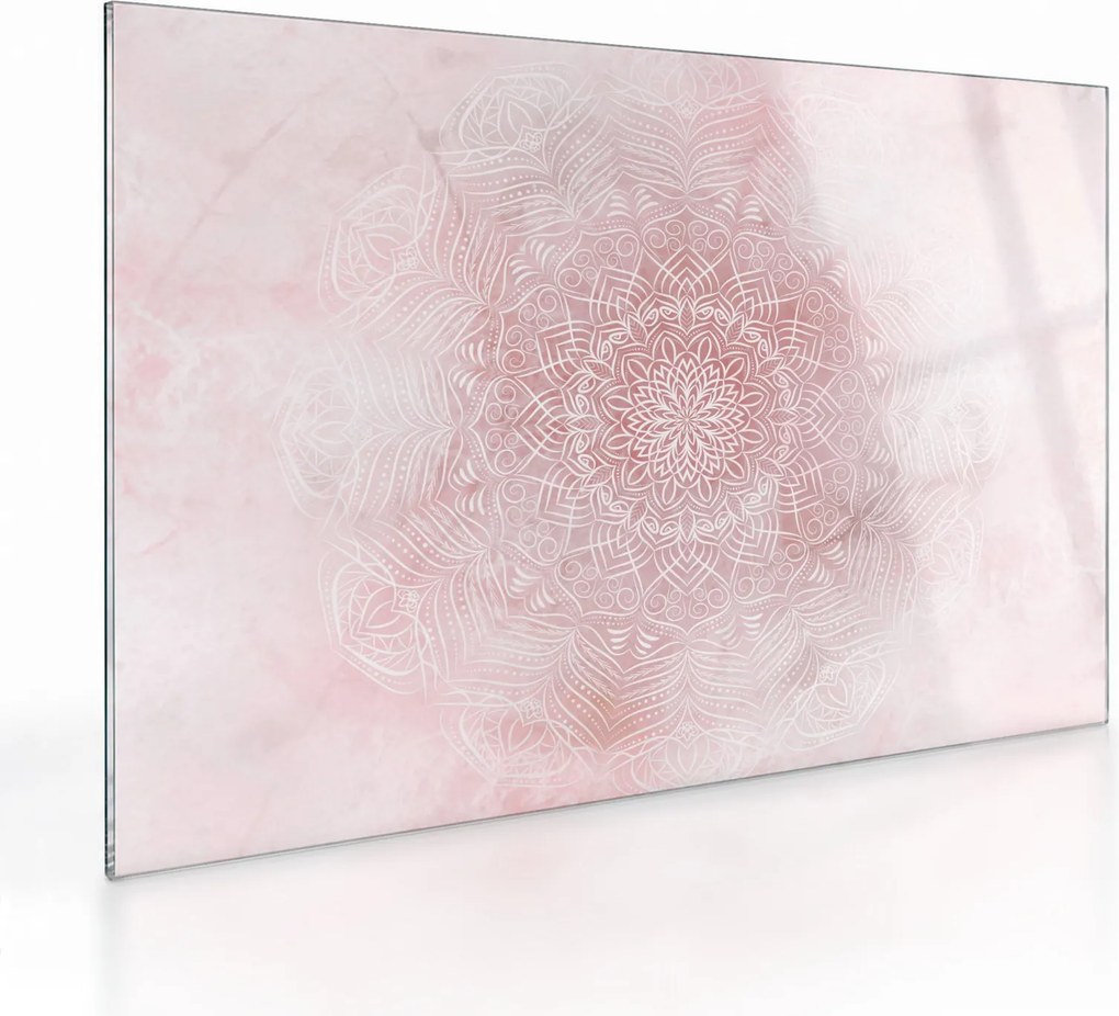 Üveg kép - Rózsaszín mandala (70x50 cm)