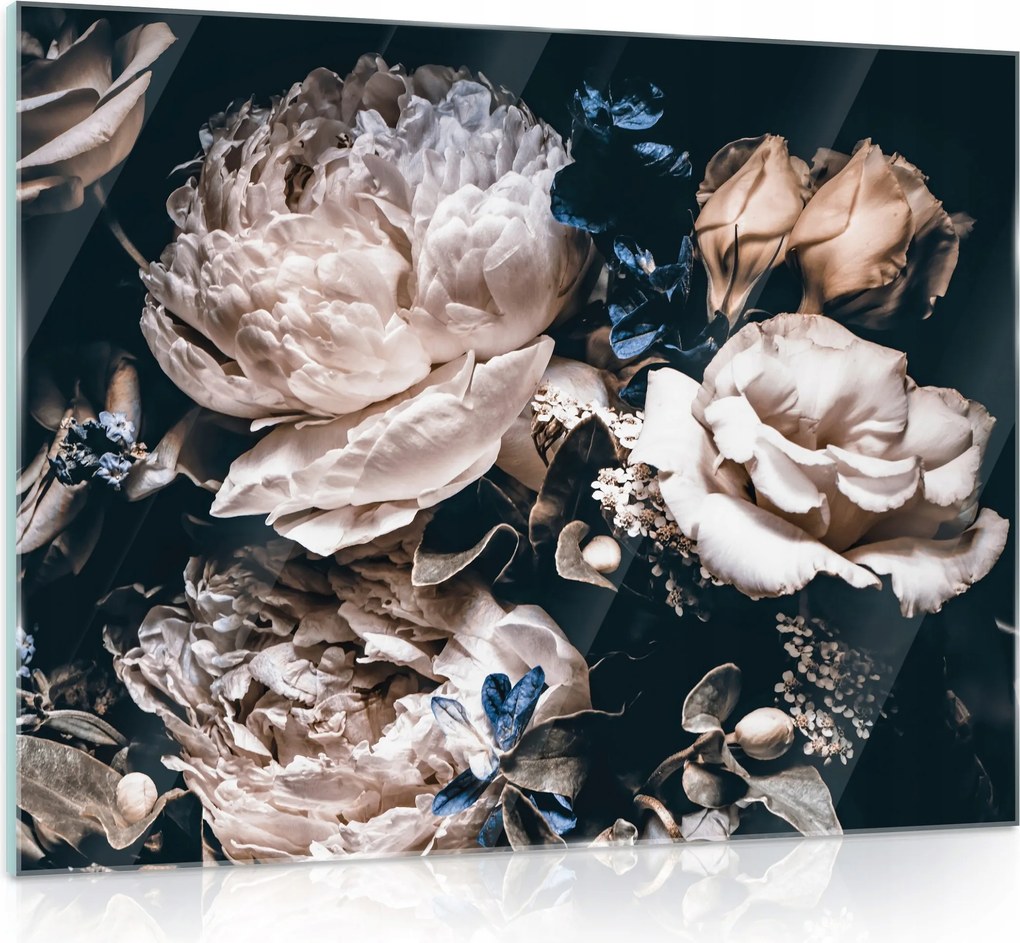 Üvegfestmény Virágok a konyhába 80x60