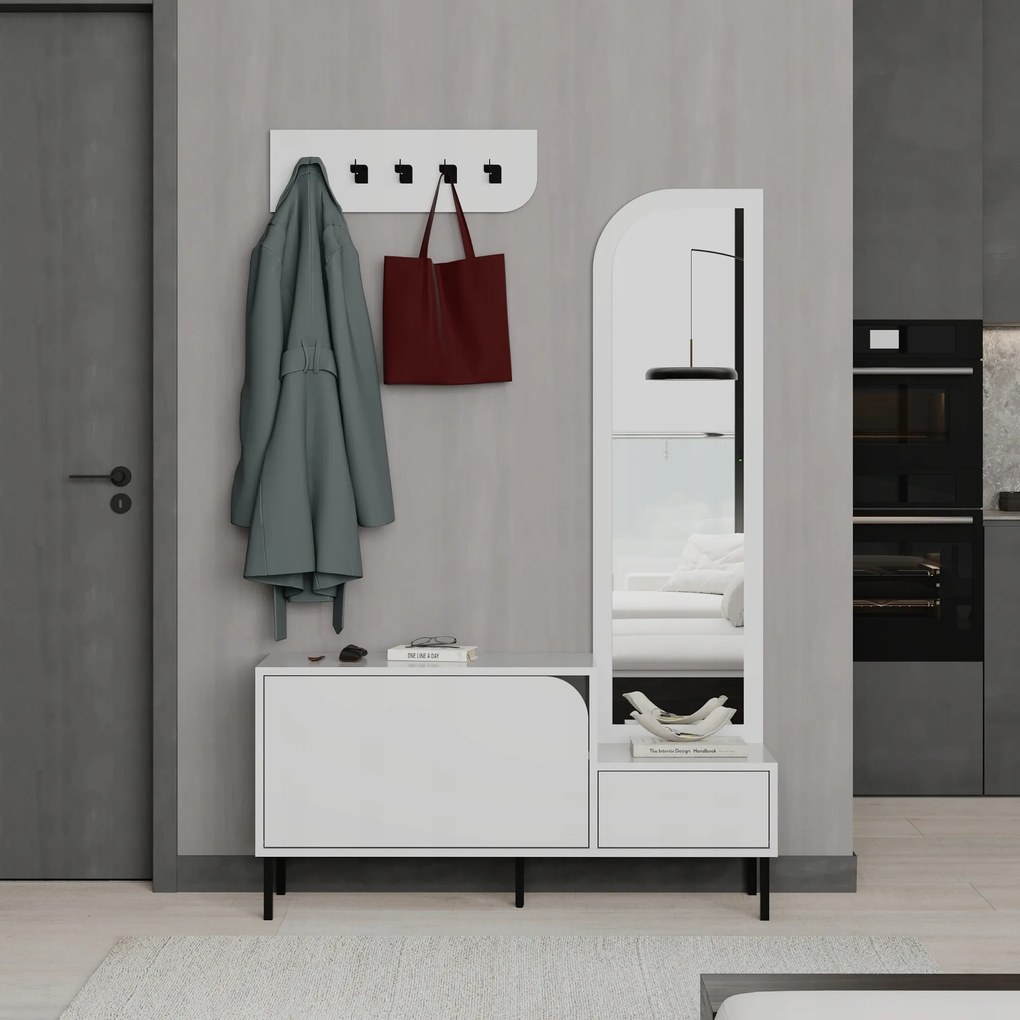 Modern előszobafal Houseland Mila fehér