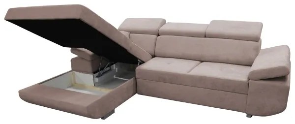 CASTELO balos L-alakú ágyazható sarokülőgarnitúra tárolóval, bézs