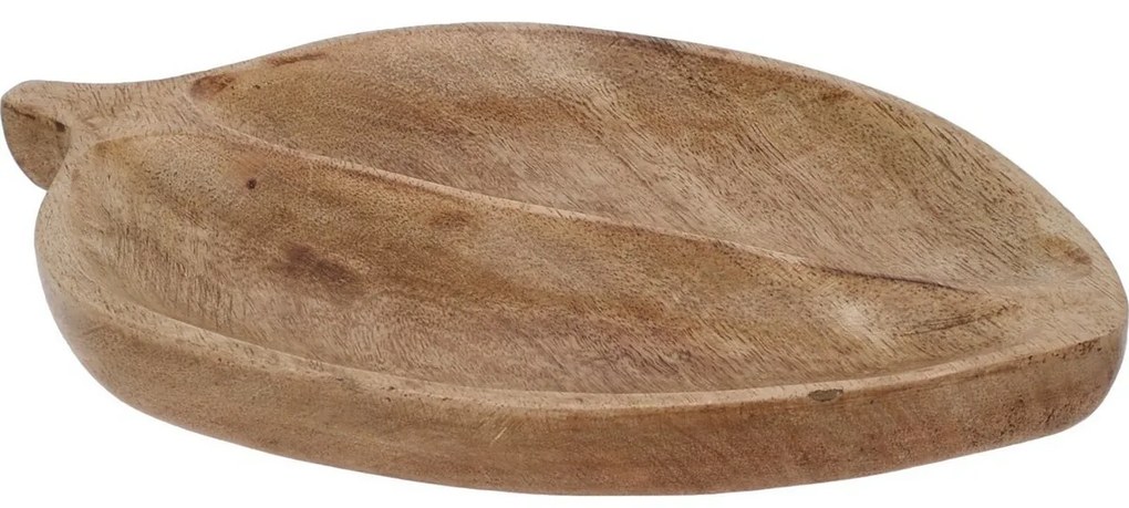 Mango dekoratív, levél alakú tálca, 27 x 17 cm
