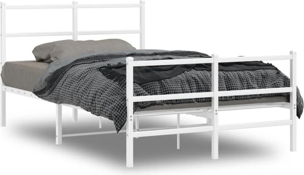 vidaXL fehér fém ágykeret fej- és lábtámlával 120 x 200 cm