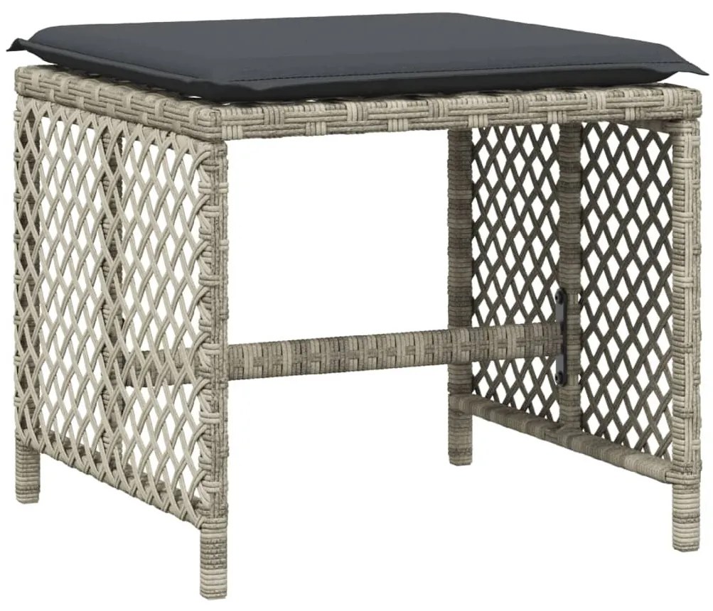9részes világosszürke polyrattan kerti étkezőgarnitúra párnával