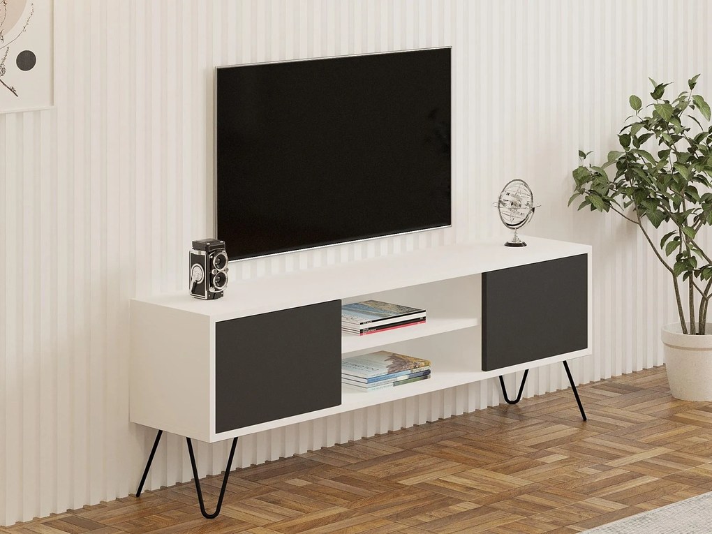 TV asztal/szekrény Donoko (fehér + antracit) . Akció -25%. 1095142