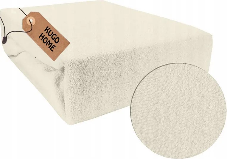 Vastag Frottír Lepedő Gumis 90x200 Pamut Krémszínű Kugo Home