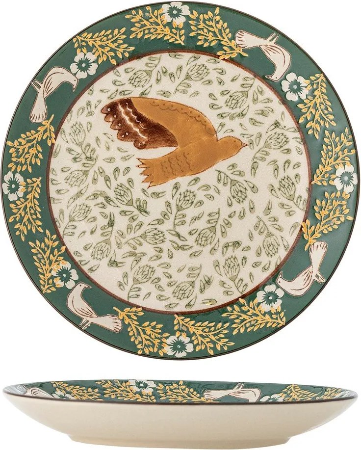 Zöld desszertes kőedény tányér ø 16 cm Hezha – Bloomingville