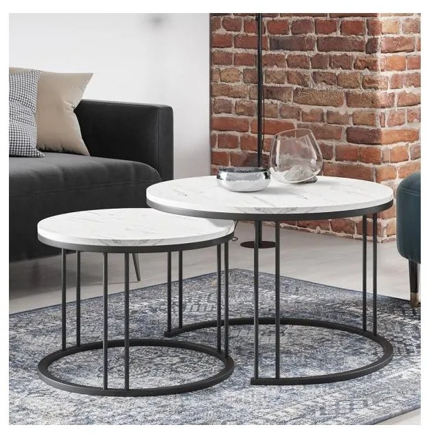 KÉSZLET 2x Kávésasztal RAGNAR fekete/fehér