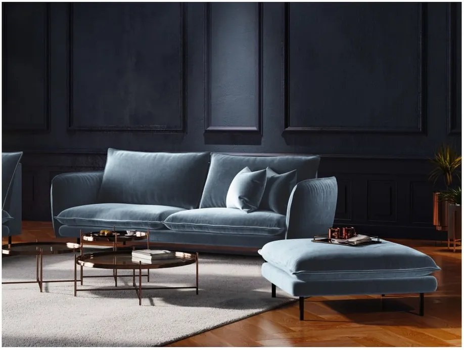 Vienna világoskék bársony kanapé, 200 cm - Cosmopolitan Design
