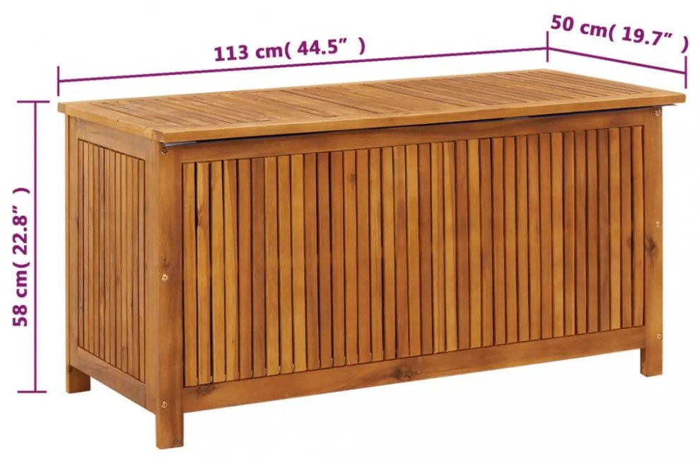 tömör akácfa kerti tárolóláda 113 x 50 x 58 cm