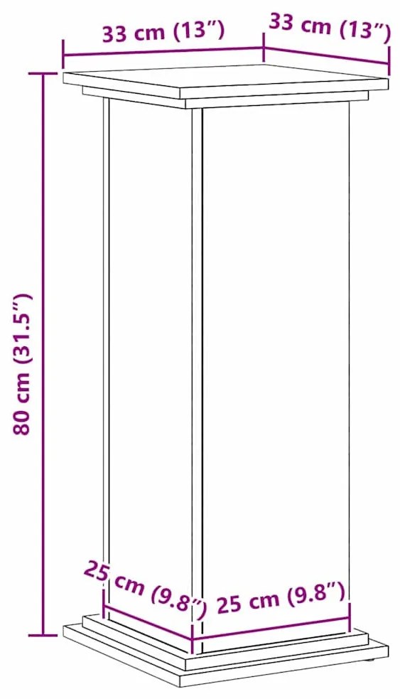 Növényállvány Musta tammi 33 x 33 x 80 cm Faanyag