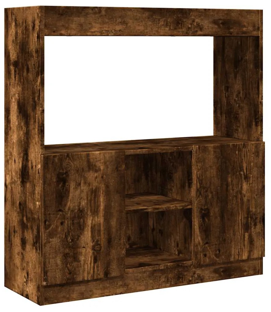 füstös tölgy színű szerelt fa magasszekrény 92 x 33 x 100 cm