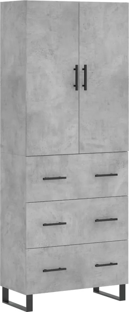 vidaXL betonszürke szerelt fa magasszekrény 69,5 x 34 x 180 cm