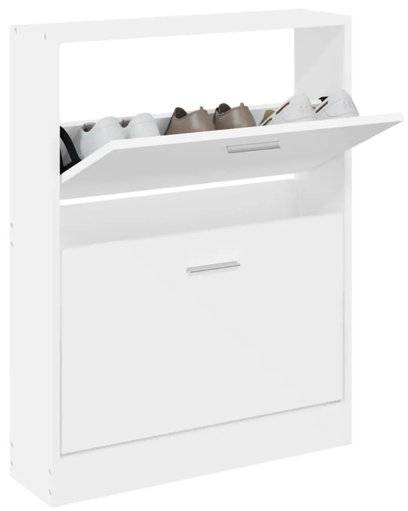 fehér, rétegelt fa cipősszekrény 59 x 17 x 81 cm