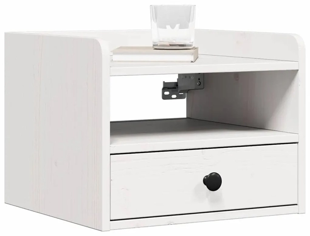 Éjjeli asztal 2 pcs Fehér 38 x 36 x 29.5 cm Tömör fenyőfa