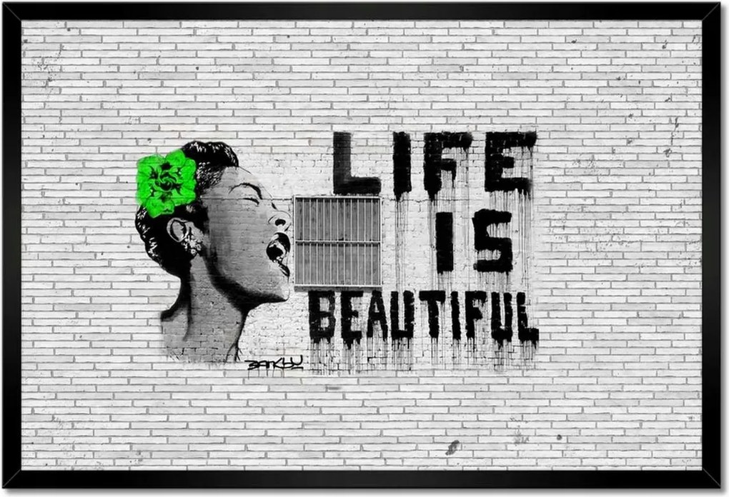 Poszterek keretben 60x40 Banksy Life is beautiful