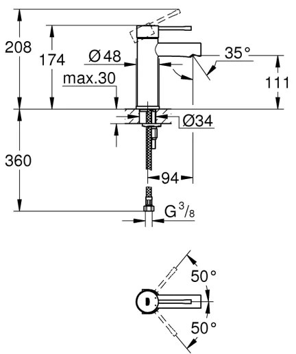 GROHE 34294001 - ESSENCE mosdócsaptelep DN 15 fényes króm