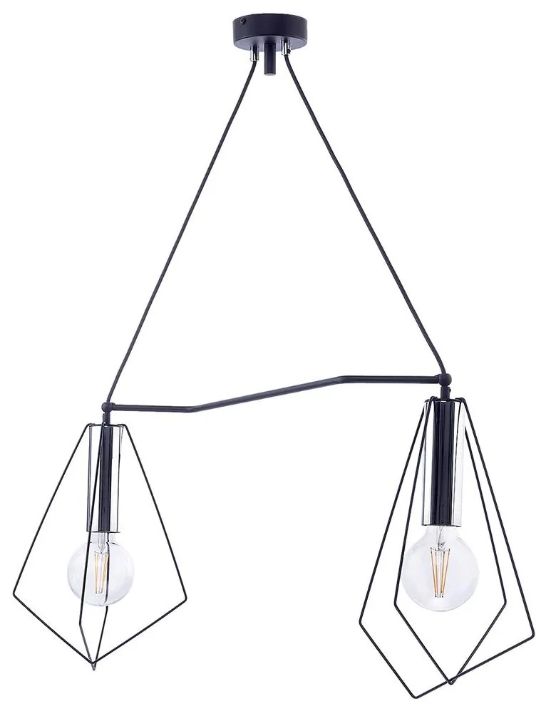 Jupiter 1662 - Csillár zsinóron KAIR 2xE27/60W/230V fekete/króm