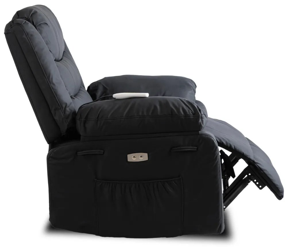 Elektromosan Vezérelhető Masszázsfunkciós Relaxfotel Fekete Színben. JASPER