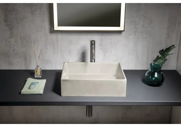 Sapho - FORMIGO ráültethető mosdó, 47,5 x 36,5 cm, beton/matt homokszín