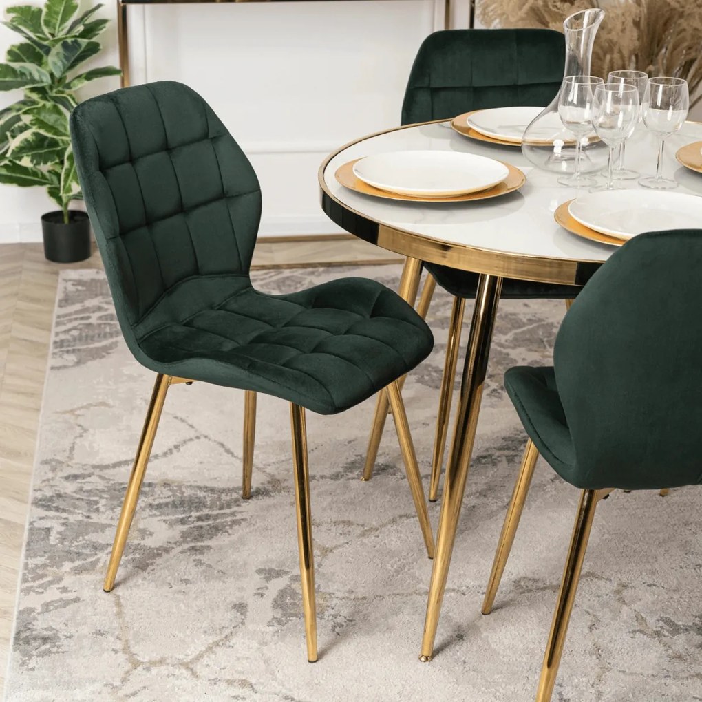 Szék zöld színben, bársony kárpittal. LUCKY