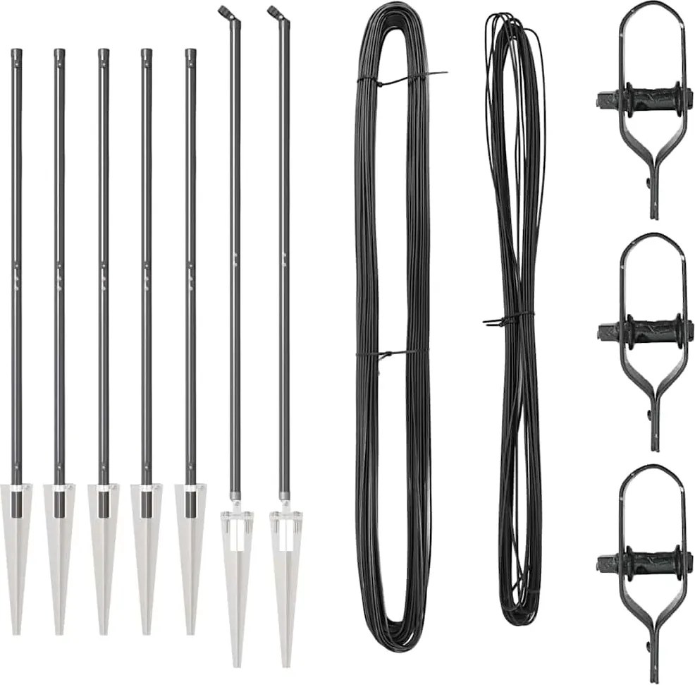 vidaXL Kerítésoszlop 7 pcs Szürke Acél
