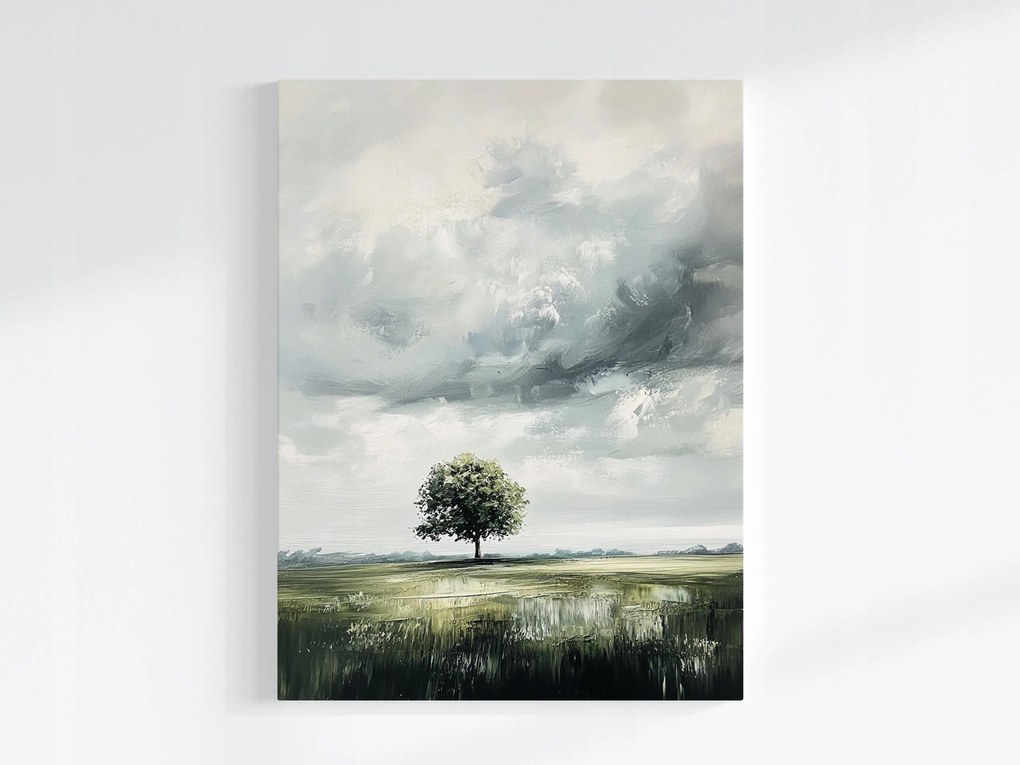 Poszter Tájkép Természet Fa Rét Ég Felhők Vihar 60x80